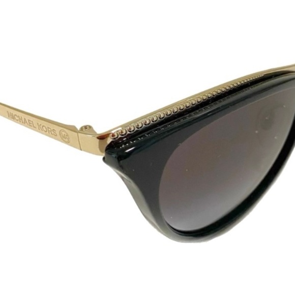MICHAEL KORS MK 1065 Black Cat Eye Sunglasses With Gold Studded Trim NWT - Picture 10 of 14
